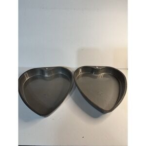 2 Vintage EKCO Heart Shaped Non Stick Cake Baking Pans USA Love Valentines Day